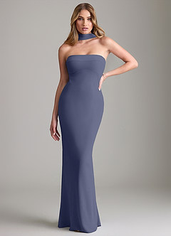 Azazie Lusinda Bridesmaid Dresses Stormy Mermaid Off the Shoulder Chiffon Convertible Dress image1