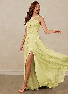 Christian Siriano Bridal for Azazie 1009 Bridesmaid Dresses Lemon Sorbet A-Line Pleated Chiffon Dress image7
