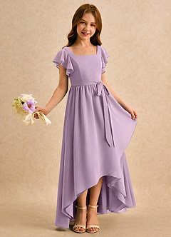 Azazie Milly Girls Formal Flower Girl Dresses Wisteria A-Line Pleated Chiffon Dress image1