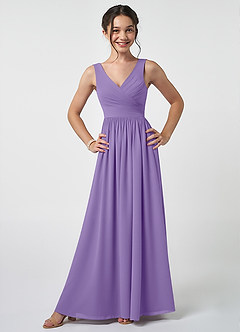 Azazie Keyla Junior Tahiti A-Line Pleated Chiffon Dress image1