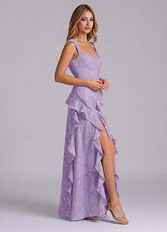 Azazie Sloane Brudtärnklänningar Klä av A-Linje i Blommig Utbrändhet Älskling Halsringning Lila image5