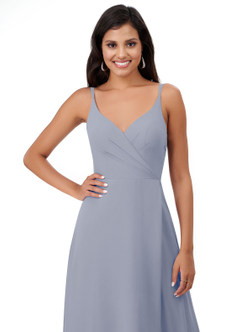 Azazie Lennon Bridesmaid Dresses Dusty Lavender A-Line Lace Chiffon Dress image6