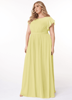 Azazie Daphne Modest Bridesmaid Dresses A-Line Ruffled Chiffon Floor-Length Dress image8