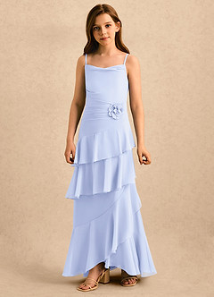 Azazie Indiah Girls Formal Blumenmädchenkleider A-Linie Gestreift Chiffon Kleid Lavendel image5