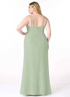 Azazie Leo Bridesmaid Dresses Dusty Sage Mermaid V-Neck Pleated Chiffon Dress image8