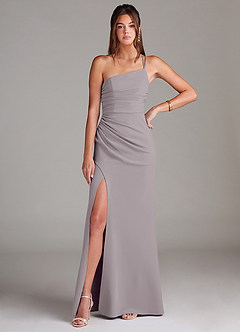 Azazie Eren Jurken voor bruidsmeisjes Jurk van Stretch crêpe met Kolom One-Shoulder Schemering image3