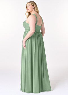 Azazie Elvira Abiti da Damigella Abito A-Line in Chiffon Plissettato Matcha image10