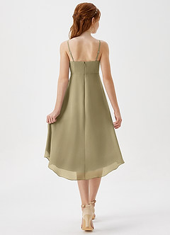 Azazie Mariam Junior Moss Green A-Line Pleated Chiffon Dress image2