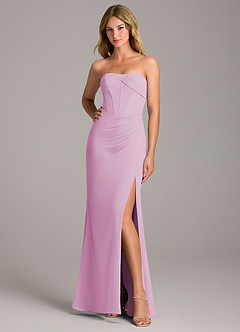 Azazie Chantel Robes de demoiselle d'honneur Robe Fourreau Convertible en Mousseline de soie Sans bretelle Rose Bonbon image3