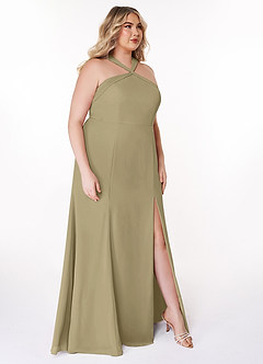 Azazie Rue Bridesmaid Dresses Moss Green A-Line Halter Chiffon Dress image10