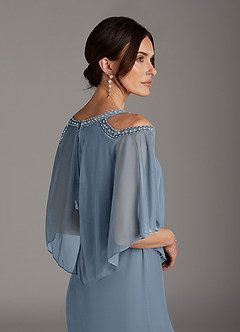 Azazie Junibee Abiti per la Madre della Sposa Abito Tubino in Maglia Lustrini Blu Polveroso image5