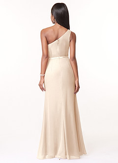 Azazie Liza Bridesmaid Dresses White Alabaster Mermaid One Shoulder Chiffon Dress image2