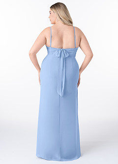 Azazie Mai Bridesmaid Dresses Steel Blue Sheath Pleated Chiffon Dress image8