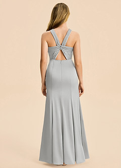 Azazie Rue Junior Silver Mermaid Pleated Stretch Satin Dress image2