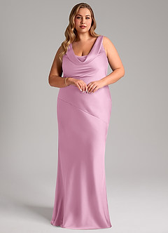 Azazie Rylina Bridesmaid Dresses Candy Pink Mermaid Stretch Satin Dress image9