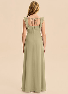 Azazie Nori Junior A-Linie Gestreift Chiffon Kleid Moosgrün image2