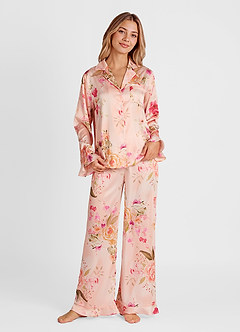 front Ensemble pyjama à manches longues imprimé à volants