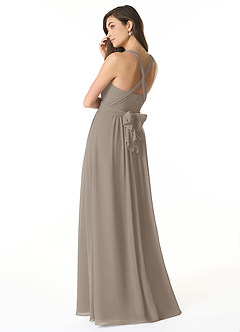 Azazie Olani Bridesmaid Dresses Taupe A-Line Off the Shoulder Chiffon Convertible Dress image3