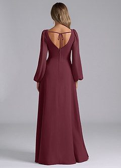 Azazie Liah Abiti da Damigella Abito A-Line in Chiffon Maniche Lunghe Cabernet image2