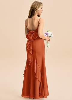 Azazie Lioren Junior Burnt Orange Mermaid Bow Chiffon Dress image1