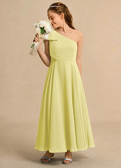 Azazie Guppy Girls Formal Jurken voor bloemenmeisjes A-Lijn Jurk van Chiffon One-Shoulder Citroensorbet image5