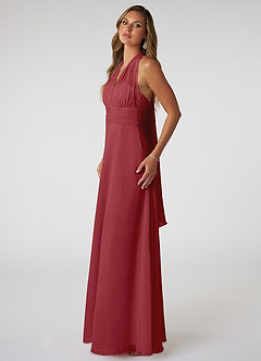 Azazie Fifi Bridesmaid Dresses Pomegranate A-Line Strapless Chiffon Convertible Dress image5