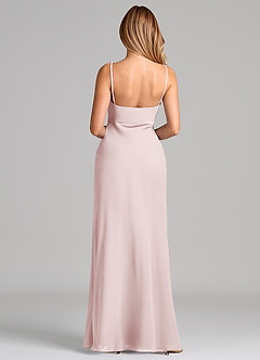 Azazie Tianna Final Sale Blushing Pink Sheath Chiffon Dress image2