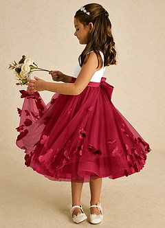 Azazie Sprout Flower Girl Dresses Scarlet A-Line Bow Tulle Dress image4