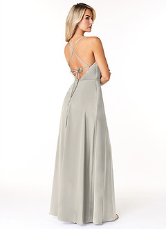 Azazie Madaleine Final Sale English Rose A-Line Pleated Stretch Satin Dress image6