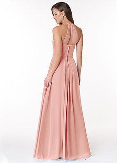 Azazie Ginger Robes de demoiselle d'honneur Robe Trapèze en Mousseline de soie Dos nu plissé Rosette image4