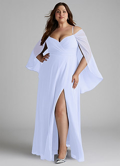 Azazie Cienna Bridesmaid Dresses Lavender A-Line Off the Shoulder Chiffon Dress image7