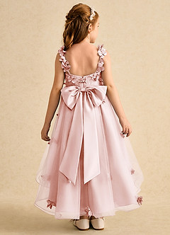 Azazie Tweety Flower Girl Dresses Blushing Pink A-Line Lace Tulle Dress image2