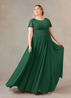 Azazie Annette Kleider für die Brautmutter A-Linie Spitze Chiffon Kleid Dunkelgrün image7