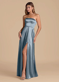 Azazie Wren Bridesmaid Dresses Twilight A-Line Strapless Metallic Satin Dress image3