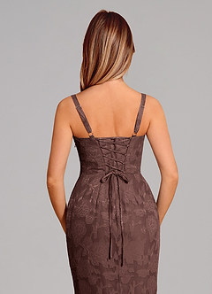 Azazie Aubrey Vestidos de damas de honor Vestido de Expresado de Devorado Floral de Corte Sirena con Lazo image2