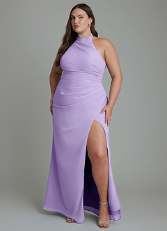 Azazie Jemma Bridesmaid Dresses Lilac Sheath Pleated Chiffon Dress image7