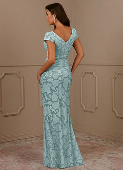 Azazie Roya Mother of the Bride Dresses Mist Mermaid Ruched Floral Burnout Dress image3