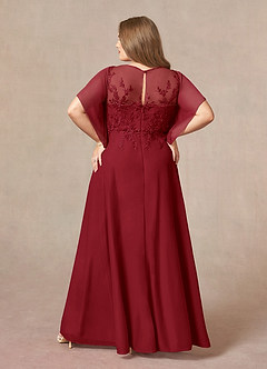 Azazie Cavell Mother of the Bride Dresses Burgundy A-Line Sequins Mesh Dress image9