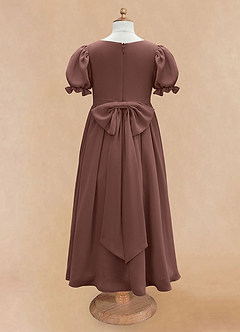 Azazie Joss Flower Girl Dresses Espresso A-Line with Sleeves Chiffon Dress image7