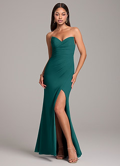 Azazie Yola Bridesmaid Dresses Peacock Sheath Pleated Chiffon Convertible Dress image1