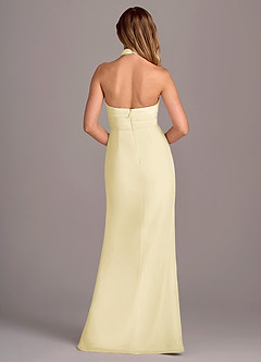 Azazie Jemma Bridesmaid Dresses Lemon Sorbet Sheath Pleated Chiffon Dress image2
