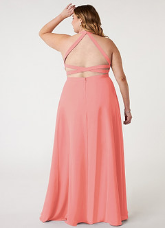Azazie Clarice Abiti da Damigella Abito A-Line in Chiffon con Scollo Halter Corallo image9