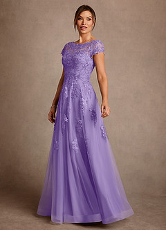 Azazie Jalinda Mother of the Bride Dresses Tahiti A-Line Lace Chiffon Dress image4