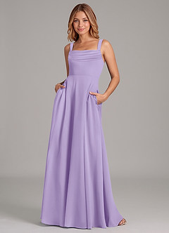 Azazie Shaude Bridesmaid Dresses Lilac A-Line Pleated Chiffon Dress image1