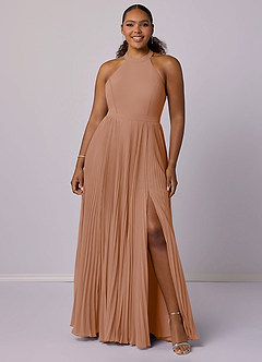 Barbie ♥ Azazie Final Sale Champagne Rose A-Line Pleated Chiffon Dress image7