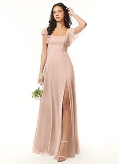Azazie Bondi Bridesmaid Dresses English Rose A-Line Ruffled Chiffon Dress image2