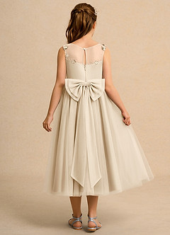 Azazie Snowball Girl vestidos de niña de las flores Vestido de Champán de Tul de Princesa con Plisado image2