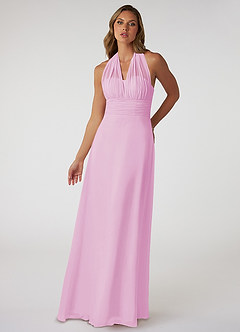 Azazie Fifi Bridesmaid Dresses Candy Pink A-Line Strapless Chiffon Convertible Dress image2