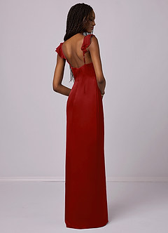 Barbie ♥ Azazie Bridesmaid Dresses Pomegranate Sheath Stretch Satin Dress image2