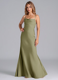 Azazie Seema Jurken voor bruidsmeisjes Jurk van Stretch Satijn met Zeemeermin Korset Pistache image5